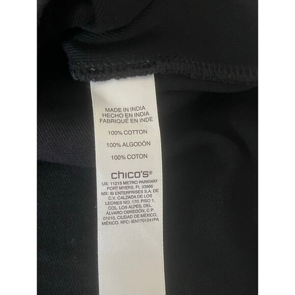 By Chico’s 1 Black Cotton Knit Top Woman Size 8 Minimalist Tee Shirt Basic - Picture 7 of 8